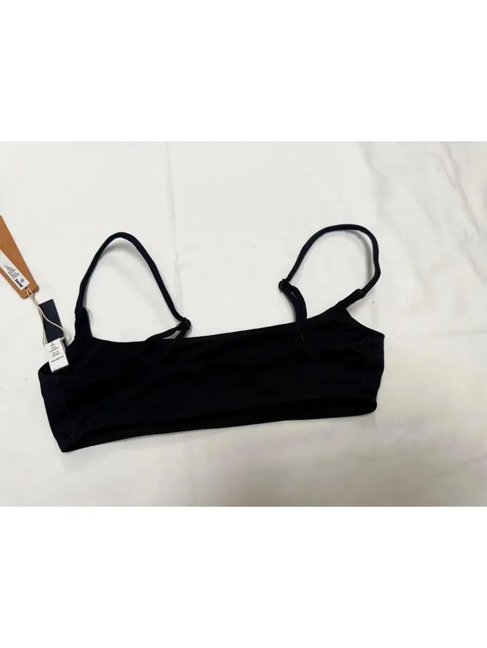 SKIMS Classic Swim Square Neck Scoop Top Black Sz XS NWT Adjustable Straps